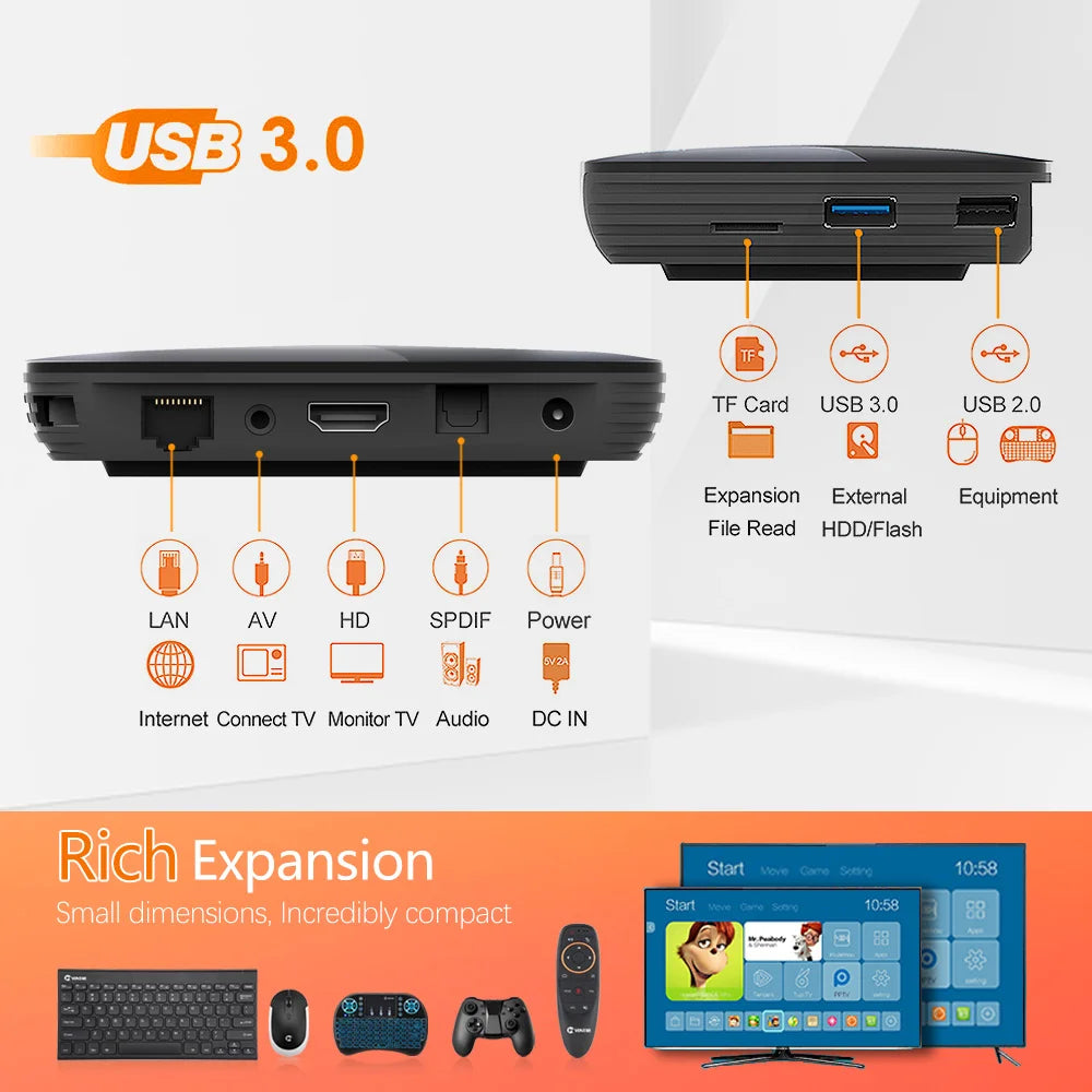 VONTAR X3 4GB 32GB 8K TV BOX Android 9 Smart Android TVBOX 9.0 Amlogic S905X3 Wifi 1080P BT 4K Set Top Box Media Player