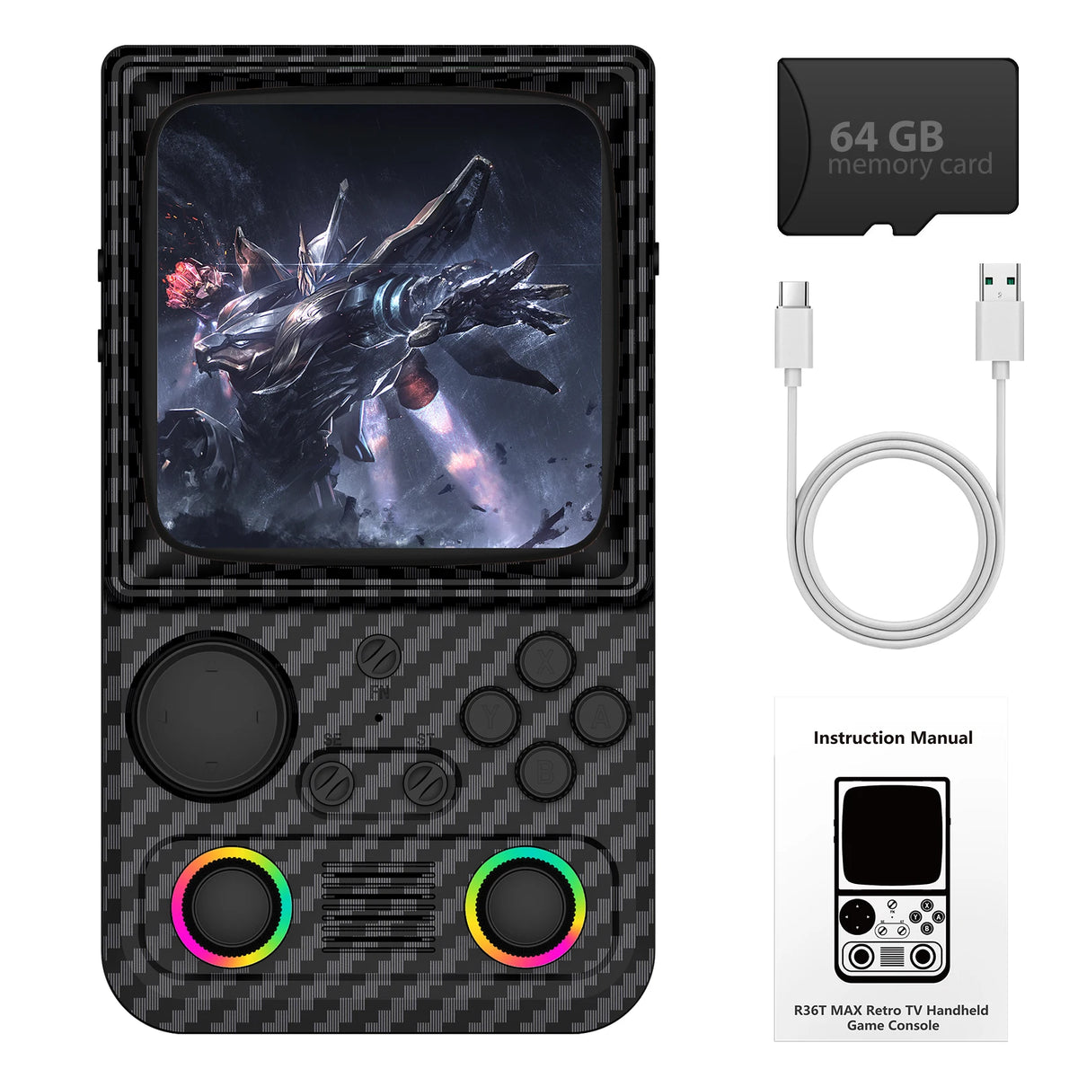 R40 Retro Handheld Game Console 4.0 Inch IPS Screen 720*720 EmuELEC System Built-in 22000+ Games Portable Video Game Player