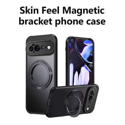 Matte&Clear Magnetic 360° Rotation Stand Case For Google Pixel 11 10 9 Pro XL 8 7 6 Pro 10a 9a 8a 7a 6a Metal Ring Holder Cover