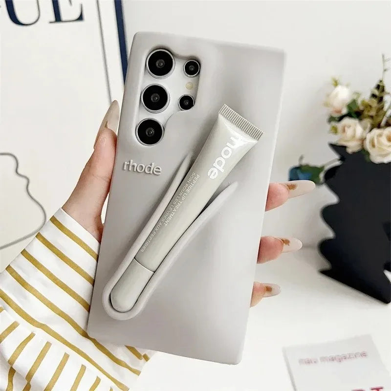 Makeup Brand Lemontini Dopamine Lip Gloss Case for Samsung Galaxy A56 A55 A54 A36 A35 A32 A25 A24 Lipstick Holder Phone Cover