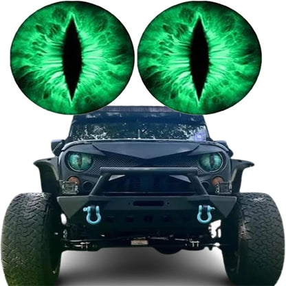 2PCS Beast Eyes Headlight Decals For Wrangler Animal Eye Jeep Car Light Stickers Car Body Styling Decoration Accessories 20*20CM