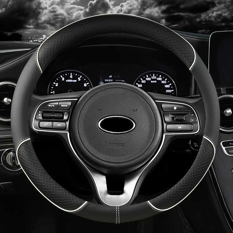 Pu Leather Car Steering Wheel Cover 38cm for Kia Rio 2 3 4 X Line Kombi Sedan K2 K3 K4 K5 KX1 KX3 KX5 Sportage Auto Accessories