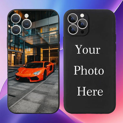 DIY Photo Customized Black Frosted Case For iPhone 16 16e 15 14 13 12 11 Pro Max Mini SE 2020 2022 XS XR 6s 7 8 Plus Back Cover