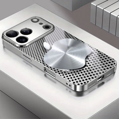 Metal Mesh For Apple Texture Pattern Glass Electroplated Phone Case For iPhone 17 16 15 14 13 12 11 Pro Max Plus 16E 17Air Cover