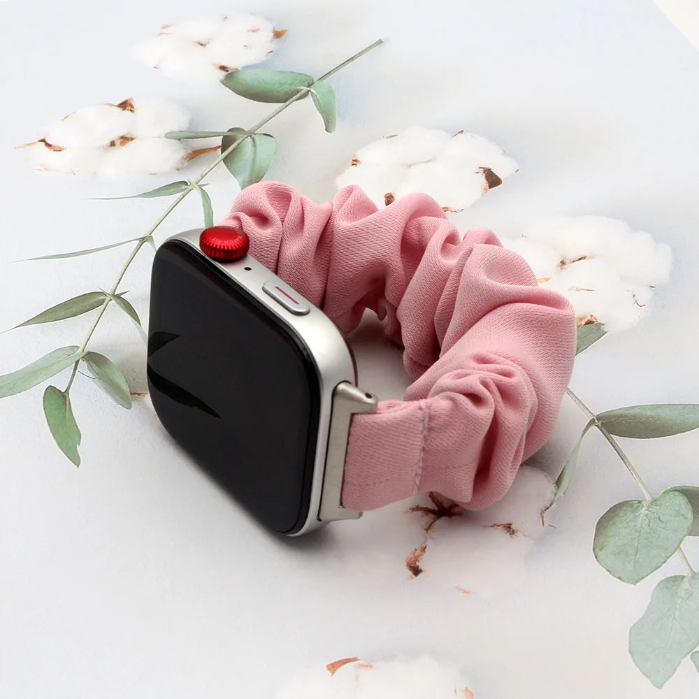 Pink Fabric Strap for Huawei Watch Fit 3/ Fit 4 Pro/ Fit 4/Fit5 Band Smartwatch Replacement Elastic Scrunchie Bracelet for Women