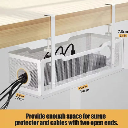 1-2PCS Under-Desk Cable Management Tray Office Cable Organizer No Drilling Desktop Cable Tray for Neat Cable Arrangement