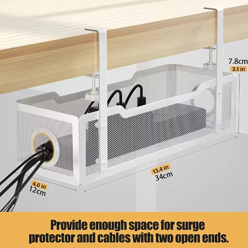 1-2PCS Under-Desk Cable Management Tray Office Cable Organizer No Drilling Desktop Cable Tray for Neat Cable Arrangement