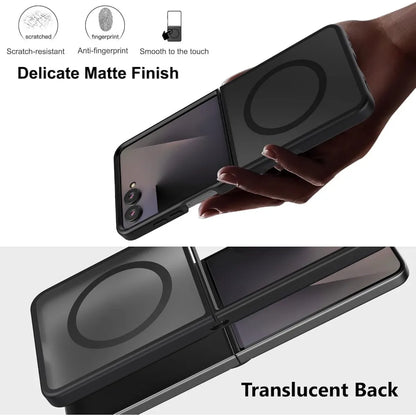 Magnetic Wireless Charging Mobile Phone Case for Samsung Galaxy Z Flip 8 7 FE 6 Cover Slim Rugged Translucent Cover with Magnet