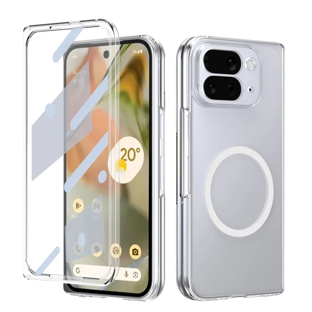 Magnet Adsorption with Tempered Glass Protector Case for Google Pixe 10 Pro Fold for Magsafe Wireless Charging Shockproof Cover