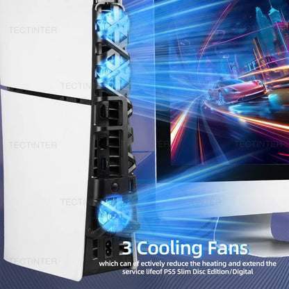 For PS5 Slim Accessories Cooling Fan with USB 3.0 Port Cooler For PlayStation 5 Slim Disc/Digital Console Cooling System