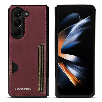 Luxury PU Leather + PC Hold Case for Samsung Galaxy Z Fold 8 Ultra 7 6 5 4 3 Fold7 Fold6 Fold8 Card Slot Phone Cover Etui Coque