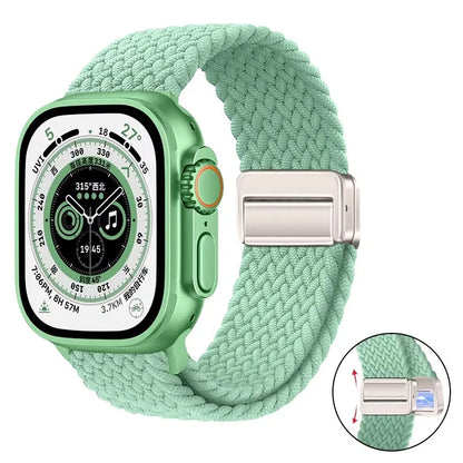 Nylon Braided Loop Band For Apple Watch Ultra 3 2 49mm 11 10 46mm 42mm 9 8 7 45/41mm Magnetic Strap iWatch 6 5 SE 44/40mm Correa