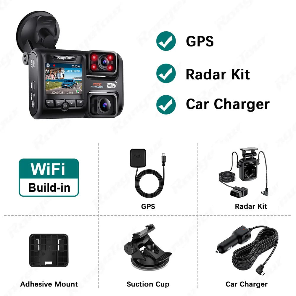 4K 2160P WIFI GPS Logger Dual Lens Car DVR Novatek 96663 Chip Super Night Vision Image Sensor Dual Camera Dash Cam Recorder D30H