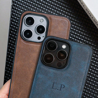 Personalized Customized Initials Name Case For iPhone 11 12 13 14 15 16 Pro Max Cover Luxury Leather DIY Engraved 14 15 16 Plus