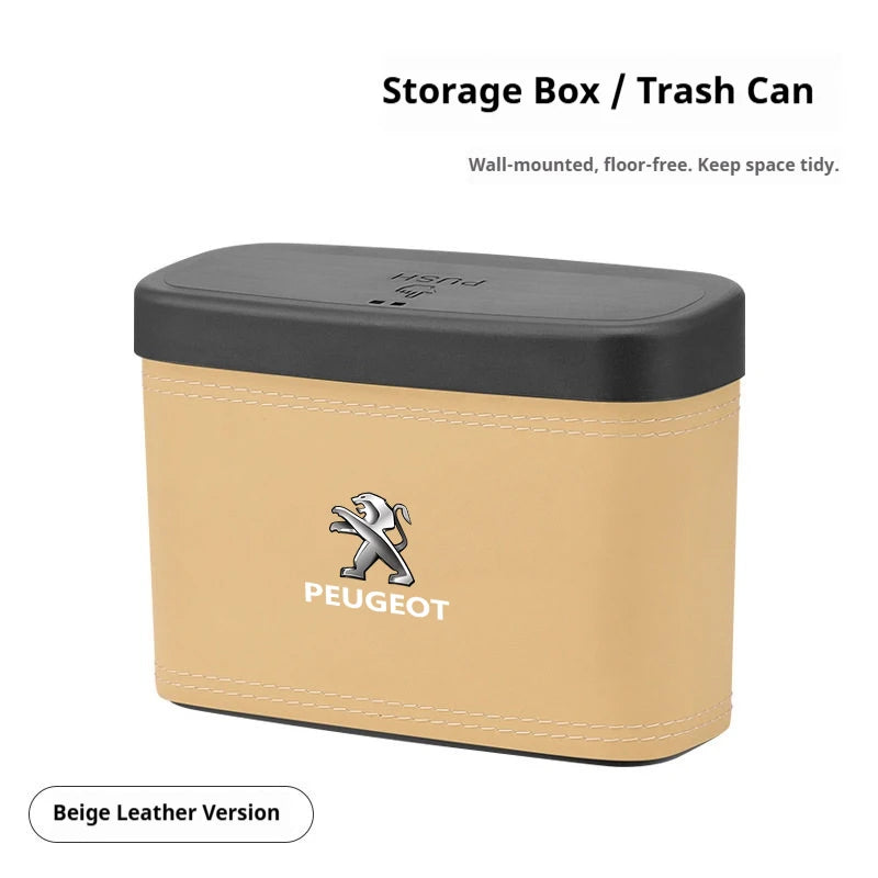 Car trash can hanging car garbage dustproof box storage box suitable for Peugeot 205 206 207 208 301 307 308 406 407 408 508 RCZ