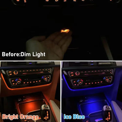 LED Cup Holder Ambient Light Orange/Ice Blue Center Console Atmosphere Lamp Fit For BMW 3 Series F30 F31 F34 M3 4 Series F32 F33