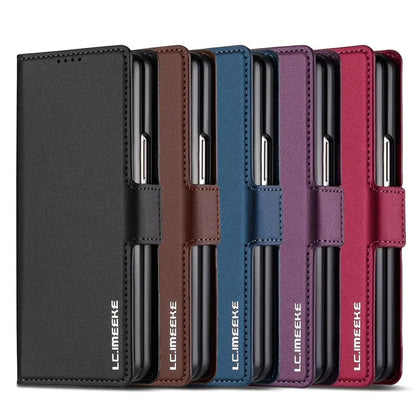 Magnetic Flip Leather Phone Case for Samsung Galaxy Z Fold 8 Ultra7 6 5 4 3 5G Fold6 Fold5 Fold8 Wallet Card Cover Etui Coque