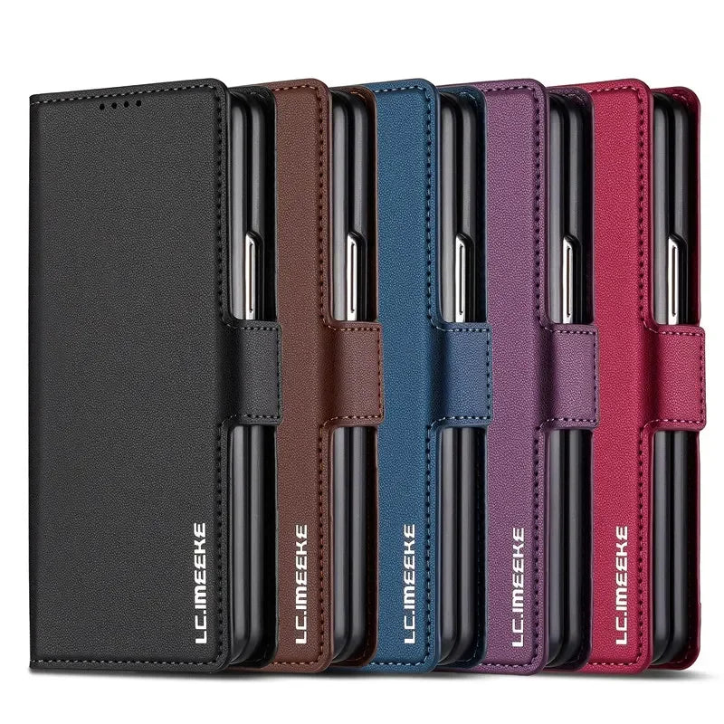 Magnetic Flip Leather Phone Case for Samsung Galaxy Z Fold 8 Ultra7 6 5 4 3 5G Fold6 Fold5 Fold8 Wallet Card Cover Etui Coque