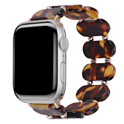 Resin Band for Apple Watch Strap 44mm 40mm 45mm 49mm 46mm 42mm 41mm Elastic Ring Strap Metal Bead for iWatch 11 10 9 8 7 6 5 SE