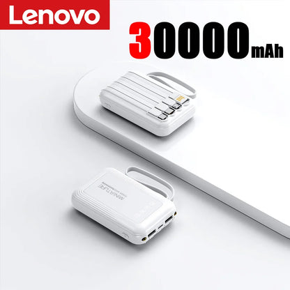 Lenovo Mini 500000mah Powerbank Super Fast Charging Led Digital Display 4 In 1 Built In Cables Power Bank For Iphone Samsung
