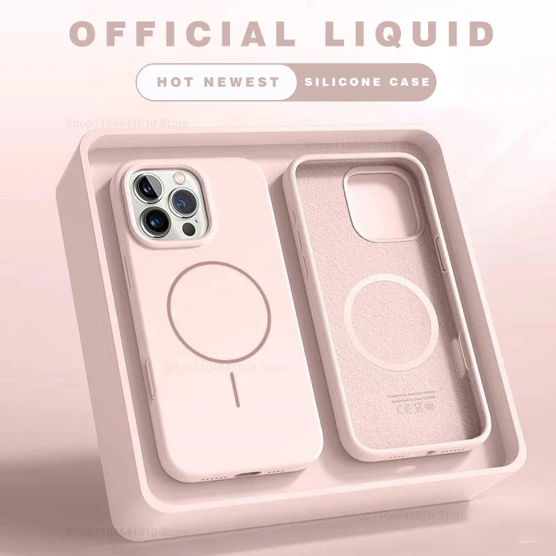 Magnetic Phone Case For iPhone 15 14 16 Plus 11 12 13 17 Pro Max Air Shockproof Silicone Cover For Magsafe Wireless Charge Cases