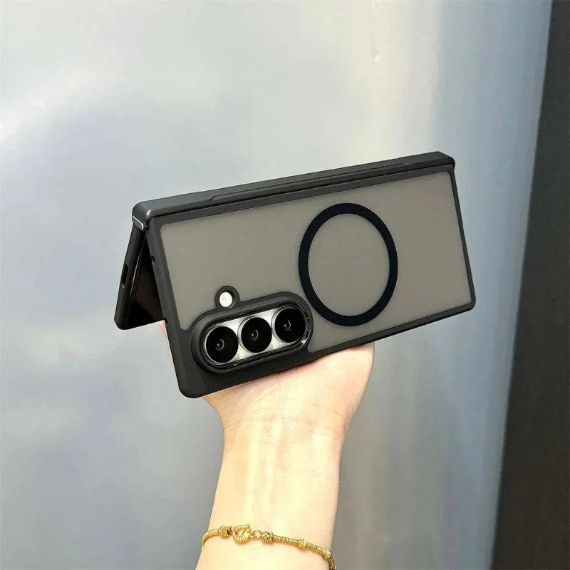 For Samsung Galaxy Z Fold 7 6 5 4 8 Magsafe Case Slim Matte Transparent Hinge Folding Shockproof Magnetic Wireless Charge Cover