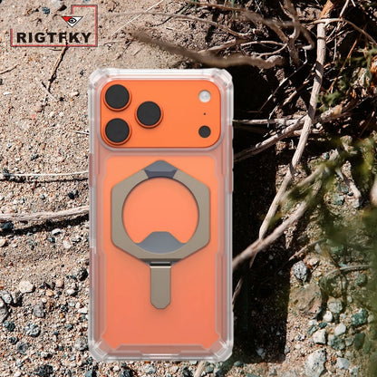Transparent Military Shockproof Armor Phone Case For Iphone 17 Air 16 15 14 Plus 13 12 Pro Max Magnetic Holder Protective Cover