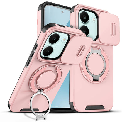 Sliding Camera Lens Protection Armor Phone Case For Xiaomi Poco X8 Pro 5G 360°Rotate Ring Holder Kickstand Shockproof Back Cover