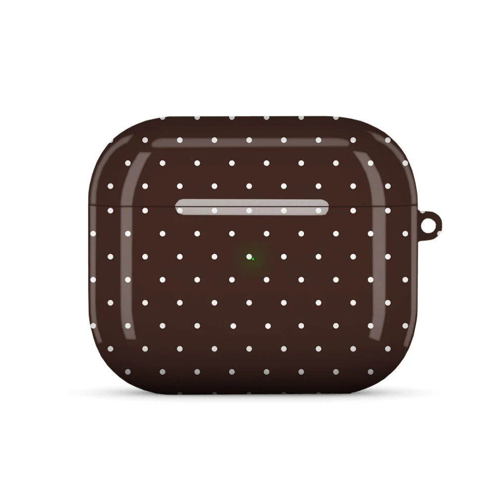 Couture Brown Burgundy Shockproof Protective Glossy HD Hard PC Cover Case For AirPods Earphone 1 2 3 Pro Pro2 With Metal Hook