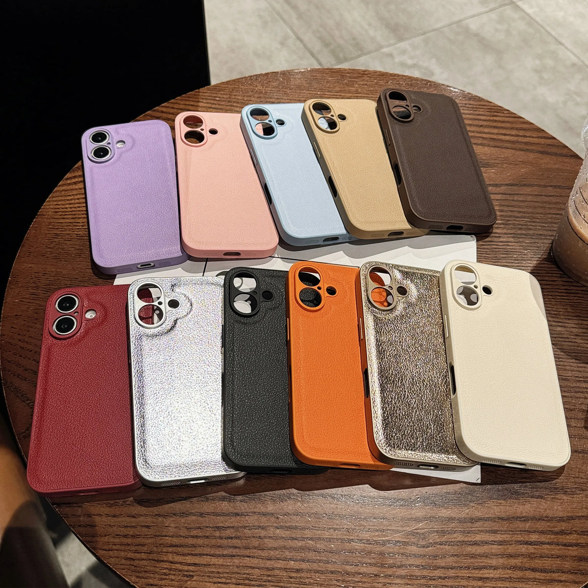Leather Texture Shockproof Case For iPhone 16 15 14 13 12 Mini 11 Pro XS Max X XR 7 8 Plus SE Plain Matte Silicone Cover Bumper