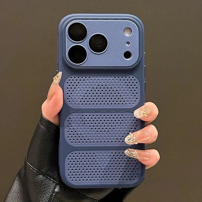 Luxury Matte Soft Heat Dissipation Mesh Hole Case For iPhone 17 16 15 14 13 12 Pro Max For Magsafe Magnetic Shockproof Cover