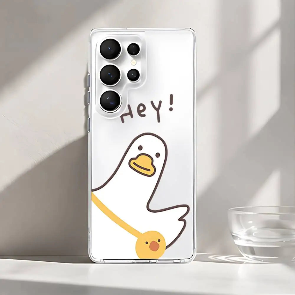 Cartoon Duck Silicone Phone Case For Samsung Galaxy S21 S22 S23 S24ULTRA S25ULTRA FE Ultra Plus5G A52S S26 Cover