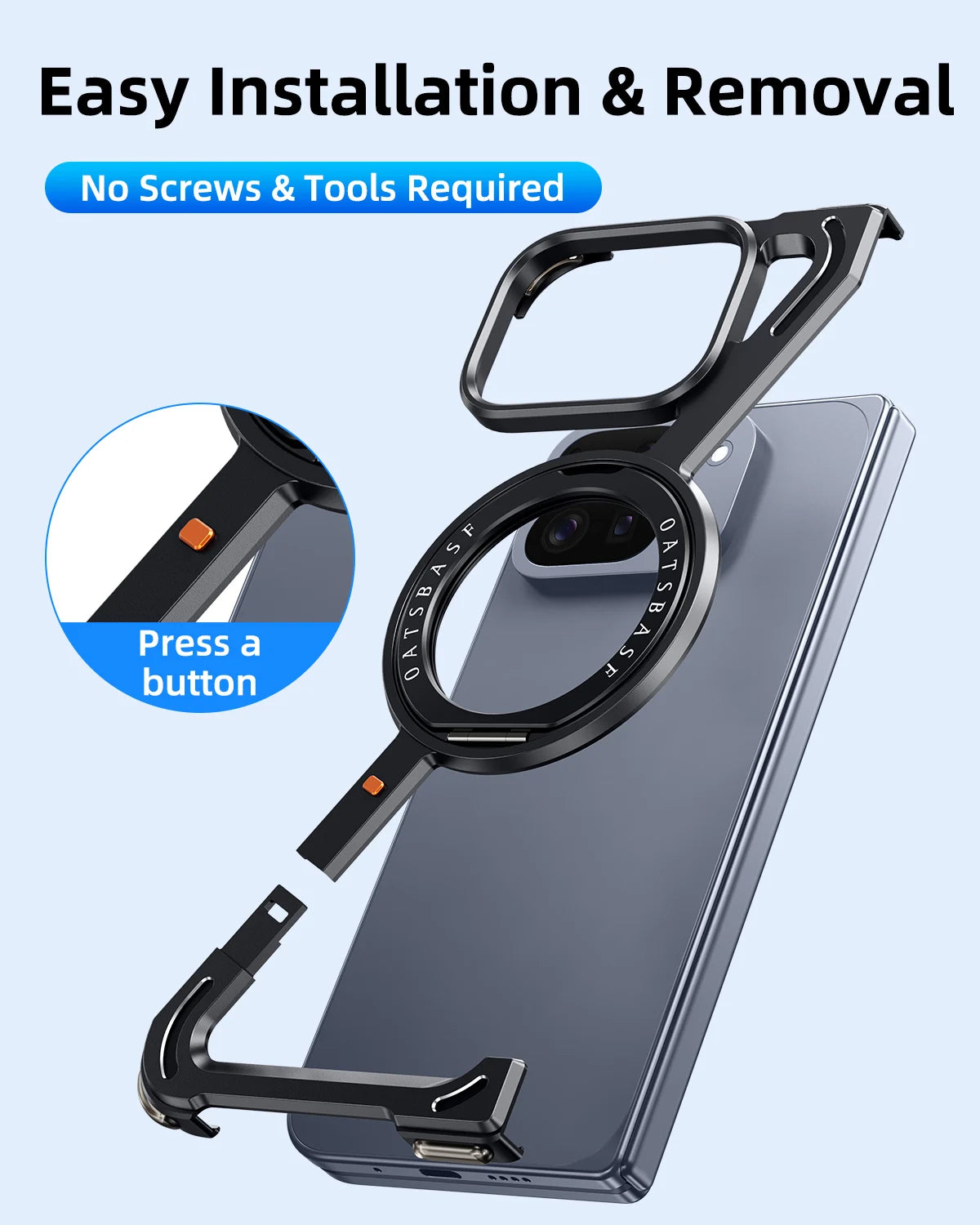 Eary Frameless Case for Google Pixel 9 10 Pro Fold 360°Rotatable Magnetic Ring Stand Phone Case Metal Drop Shockproof Protective