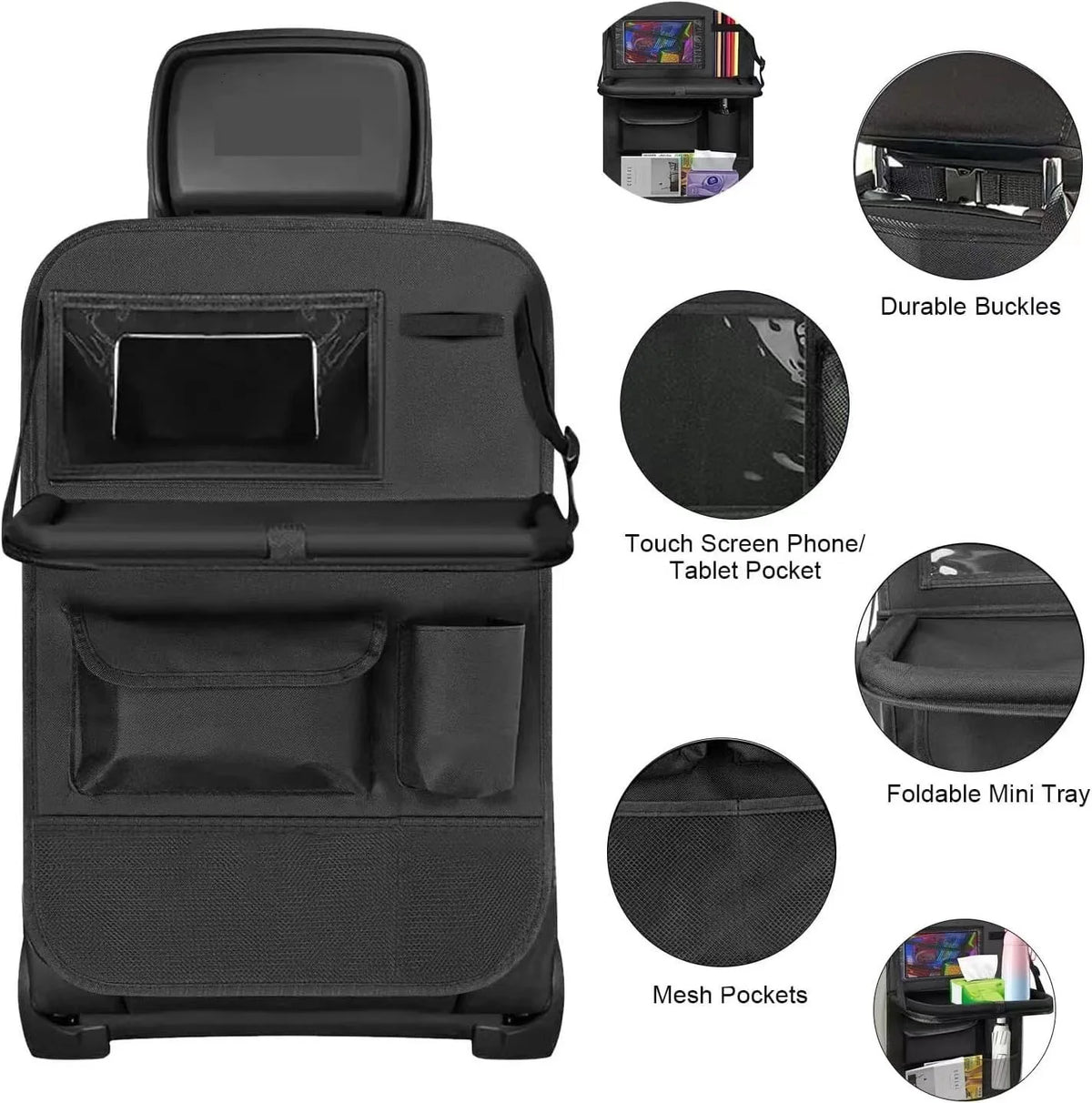 Car Backseat Folding Table Tray Multifunctional Hanging Storage Bag Seat Back Organizer Portable Travel Essential