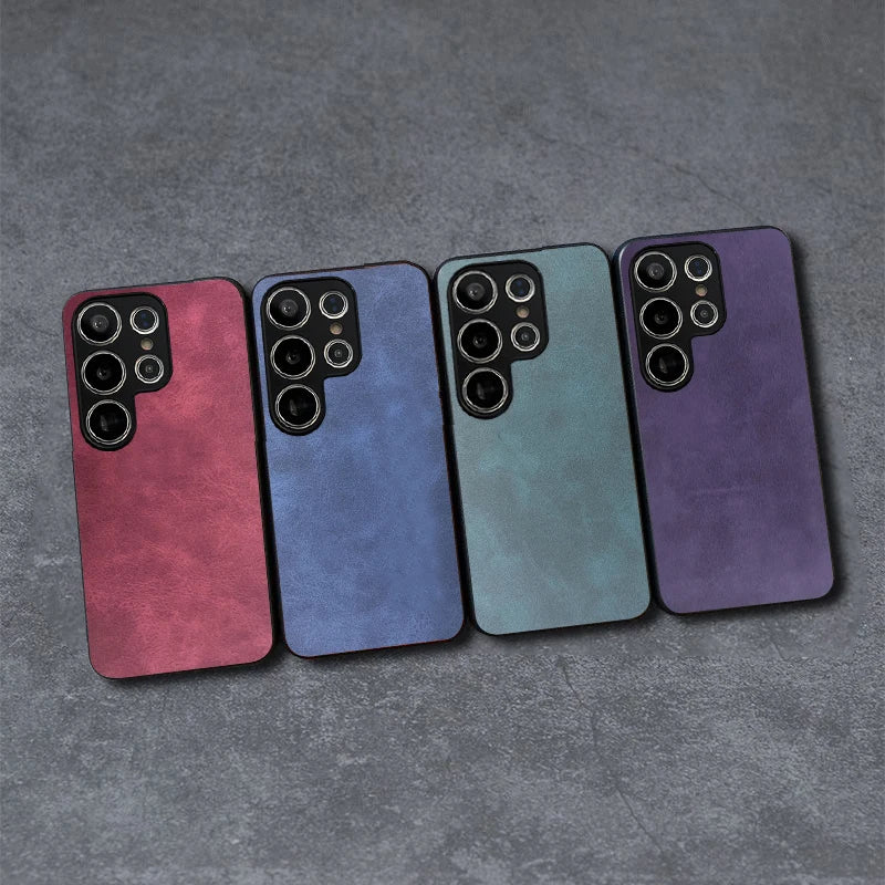 Luxury Leather Cover Case for Samsung Galaxy S25 S23 S24 Ultra Plus S22 S20 S21 FE Sheepskin Leather cover coque