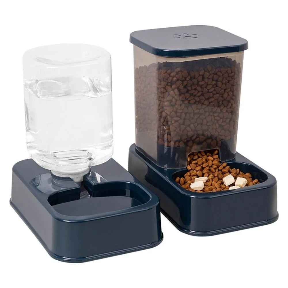 1.2L/1.5L Pet Automatic Feeder Plastic 2 Styles Cat Dog Water Dispenser Feeder Set Large Capacity 3 Colors