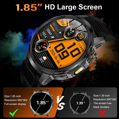 MEVADEN 1.85" Large Screen Outdoor Sports  Smart Watch Bluetooth Call LED Flashlight 1000mAh Health Monitor Smartwatch MD60