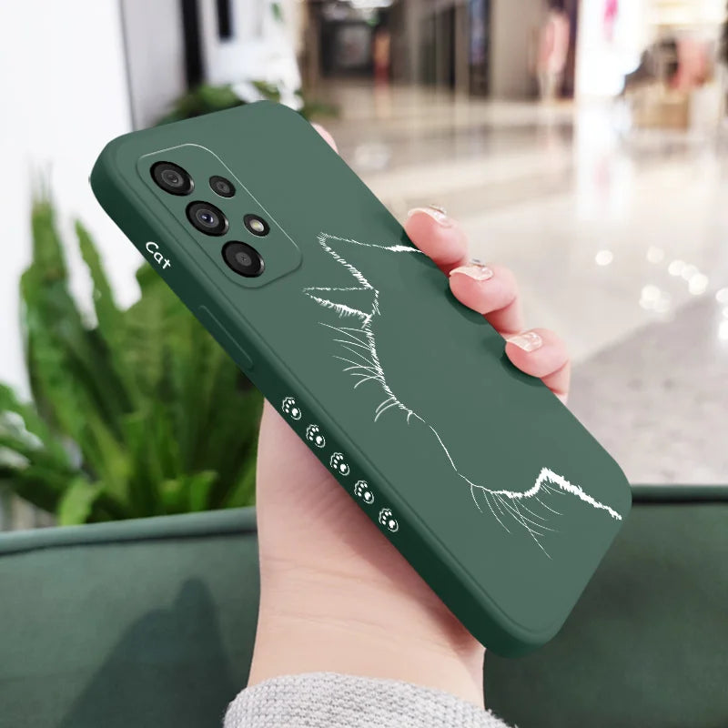 Cute Pretty Cat Case For Samsung Galaxy A73 A53 A33 A23 A13 A03 A72 A52 A52S A32 A22 A12 A02 A02S A71 A51 A31 A21S 4G 5G Cover