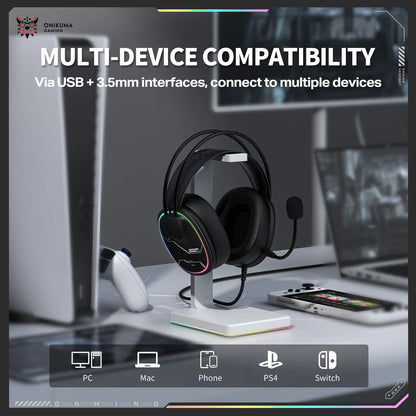 ONIKUMA X91 Wired Gaming Headset RGB 50MM Driver Surround Sound Noise Cancelling Mic Ergonomic Headphones For PC PS4 PS5 Switch