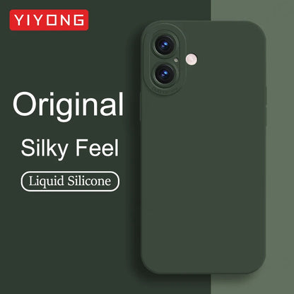 For iPhone 17 Air 16 16e 15 14 11 12 13 Pro Max YIYONG Original Soft Liquid Silicone Cover For iPhone16 Plus iPhone13 Mini Case