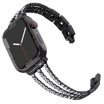 Metal Chain-styled Watch Strap for All Range of Apple Watch Series Diamond-encrusted Chain Stainless Steel Watch Band