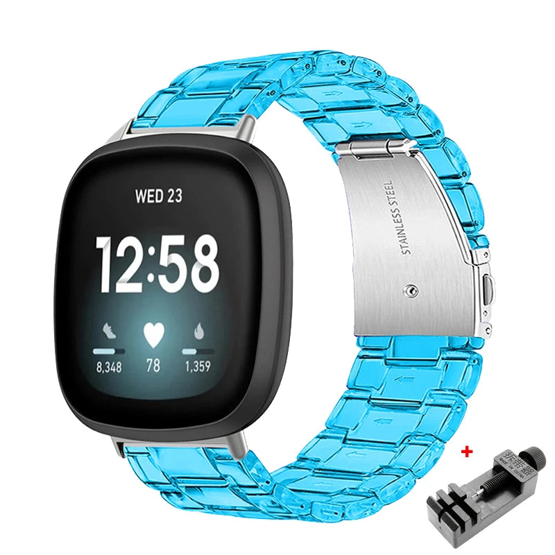 Newest Transparent Resin Strap for Fitbit  Versa 3 4 Lite Sense for Fitbit Versa2 Smartwatch Bracelet Watchband Accessories