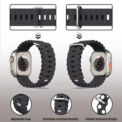Ocean Silicone strap For Apple Watch Ultra 4 3 2 1 Band 49mm 12 11 10 9 8 7 46mm 45mm 41mm band iWatch 6 5 4 SE3 44mm 40mm 42mm