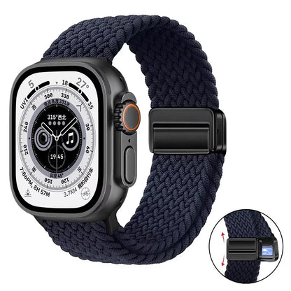 Nylon Braided Loop Band For Apple Watch Ultra 3 2 49mm 11 10 46mm 42mm 9 8 7 45/41mm Magnetic Strap iWatch 6 5 SE 44/40mm Correa