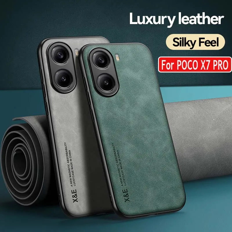 Luxury Leather Phone Case For Xiaomi Mi POCO X7 PRO 5G fanda silky feel NonSlip Plain Cover For POCO X7 5G