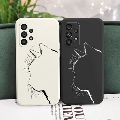 Cute Pretty Cat Case For Samsung Galaxy A73 A53 A33 A23 A13 A03 A72 A52 A52S A32 A22 A12 A02 A02S A71 A51 A31 A21S 4G 5G Cover