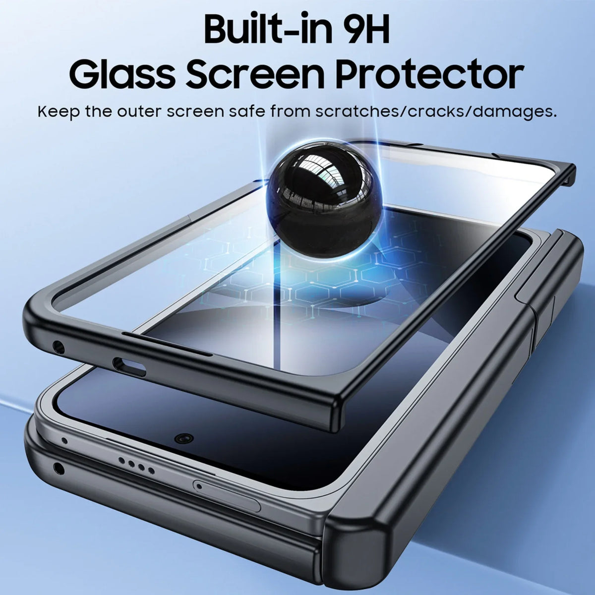 Magnetic Case for Google Pixel 10 Pro Fold with Hidden Kickstand,Built-in 9H Glass Screen Protector & Hinge Protection-Black