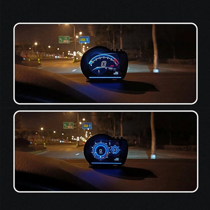 Car Smart Head Up Display OBD2 GPS Digital HUD Speedometer Turbo RPM Alarm Head‑Up Displayer