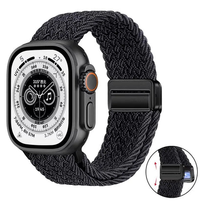 Nylon Braided Loop Band For Apple Watch Ultra 3 2 49mm 11 10 46mm 42mm 9 8 7 45/41mm Magnetic Strap iWatch 6 5 SE 44/40mm Correa