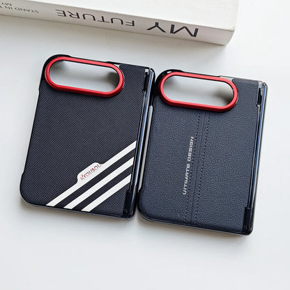 Business Premium Anti‑Scratch PU Leather Foldable Phone Case for IPhone Duo  Slim Hard Shockproof Full‑Edge Protective Cover